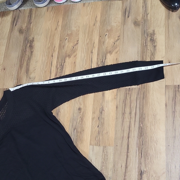 GIBON Black Rayon Fishnet Mesh Upper and Long Sleeve Top Shirt - Picture 10 of 13